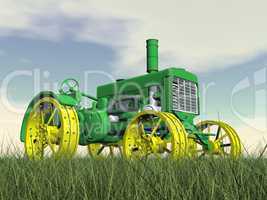antique tractor - 3d render