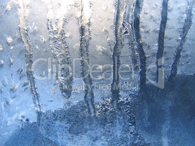 Ice on winter glass