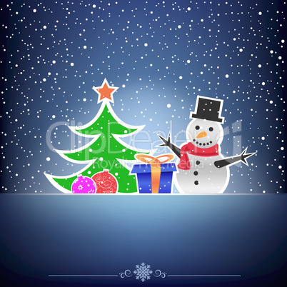 Christmas dark snow blue card