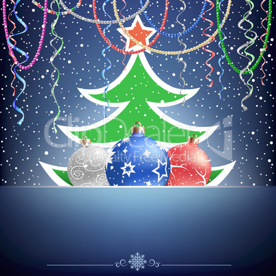 Christmas tree and bauble card