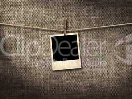 old style photo  hanging on a clothesline