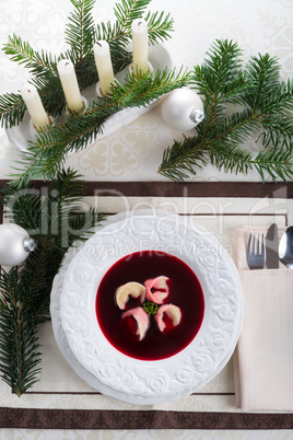 borsch with dumplings