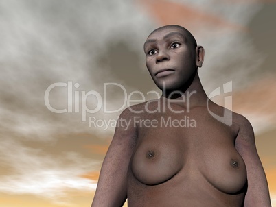 female homo erectus - 3d render