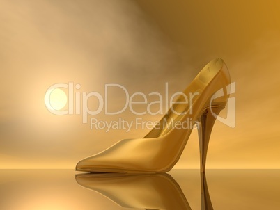 golden high heel - 3d render