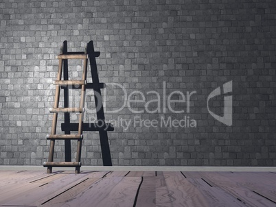 ladder on wall - 3d render