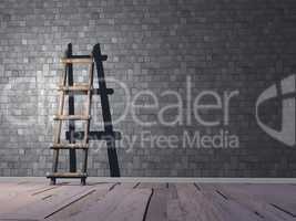 ladder on wall - 3d render