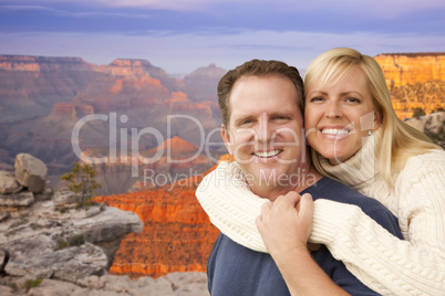 happy affectionate couple at the grand canyon