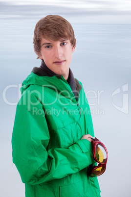 young sporty man with winter jacket