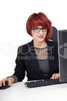 woman working on computer