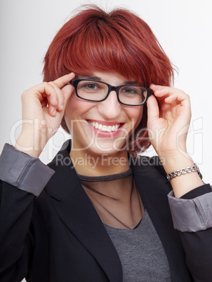 elegant fashionable woman with glasses