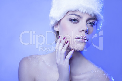 seductive woman in cool blue winter tones