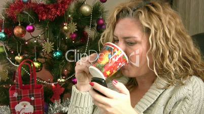 Woman  celebrating christmas