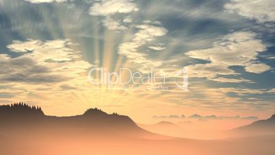 Radiant sunrise over the mountains