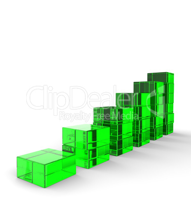 3d glas bausteine - aufwärtstrend grün