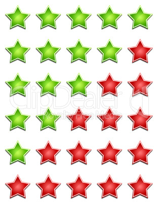 fünf sterne bewertungssystem - grün rot