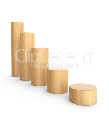 abwärtstrend aus holz - 3d bauklötze diagramm rund 2