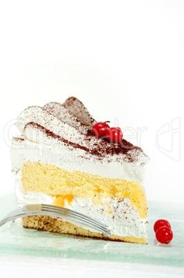 whipped cream and ribes dessert cake slice