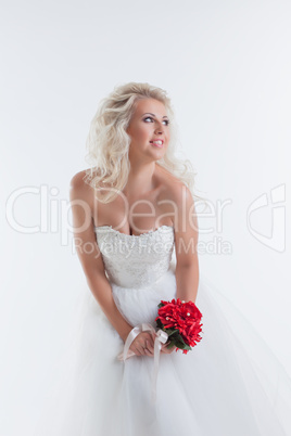 Attractive model posing in wedding attire