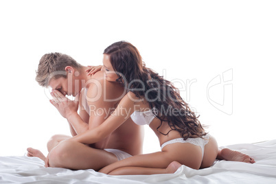 Concept of sexual problem - unhappy couple in bed