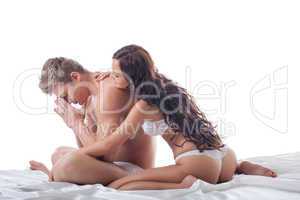Concept of sexual problem - unhappy couple in bed