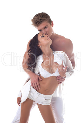 Image of beautiful half-naked lovers, close-up