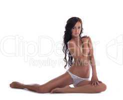 Image of pretty nude brunette isolated on white
