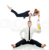 Concept of multi-tasking - businessmen-acrobats