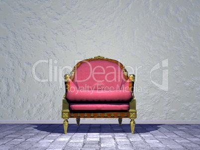 louis xvi royal chair in the street - 3d render