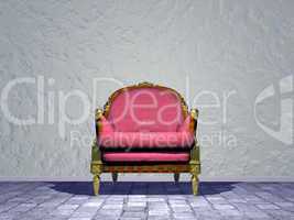 louis xvi royal chair in the street - 3d render
