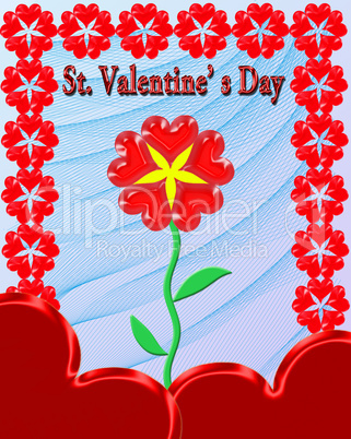 beautiful flower for valentine's day in red frame