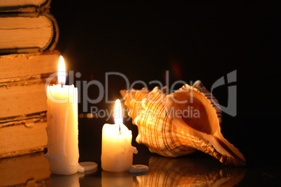 candles and shell