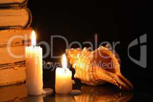 candles and shell