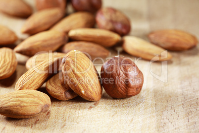 nuts on wood