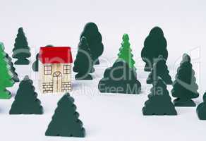 toy house in forest