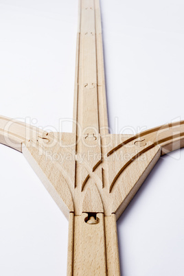 forked railroad track on grey background
