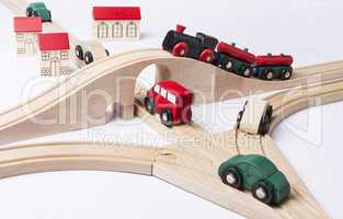 heavy traffic near small toy town
