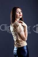 Image of pretty slender woman in stylish clothes