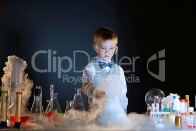 Adorable chemist experimenting with chemicals