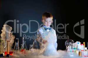 Adorable chemist experimenting with chemicals