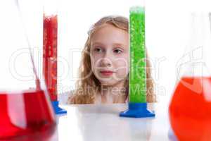 Portrait of little scientist with test-tubes