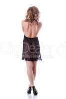 Seductive woman posing nude in black negligee