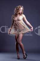Amazing slim woman posing in erotic lingerie