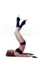 Image of young flexible gymnast training in studio