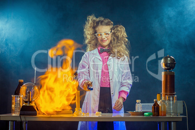 Curious scientist experimenting in laboratory