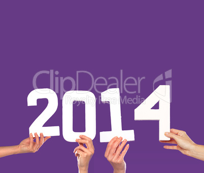 2014 new year greeting card on purple