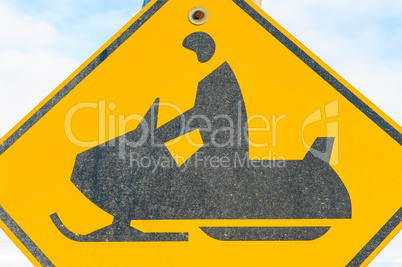 Snowmobile traffic warning sign