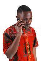 black man on cell phone.