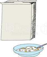 open cereal box and bowl