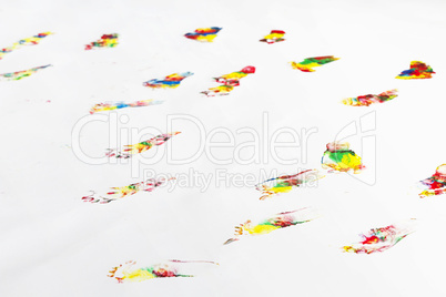 colorful footprints on floor