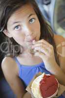 pretty young girl enjoying her gelato